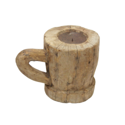 Świecznik drewniany w starym stylu z uchem XL